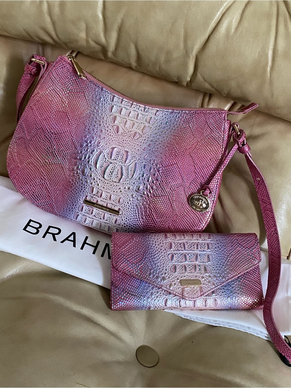 SALE! NWOT Brahmin Shayna Crossbody & Veronica Wallet Pink Melbourne Leather